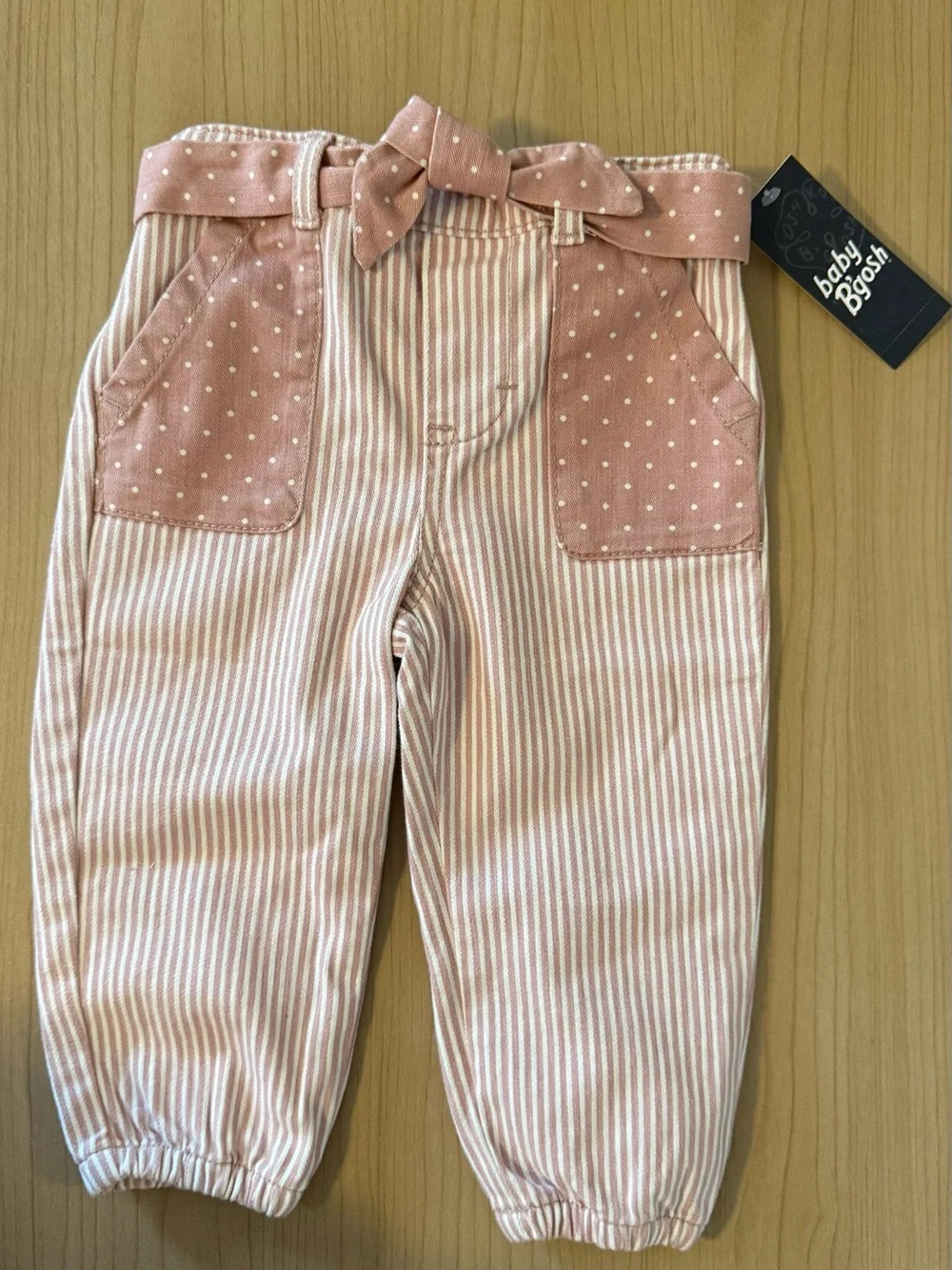 OshKosh B'gosh Pink Striped & Polka Dot Pants with Bow